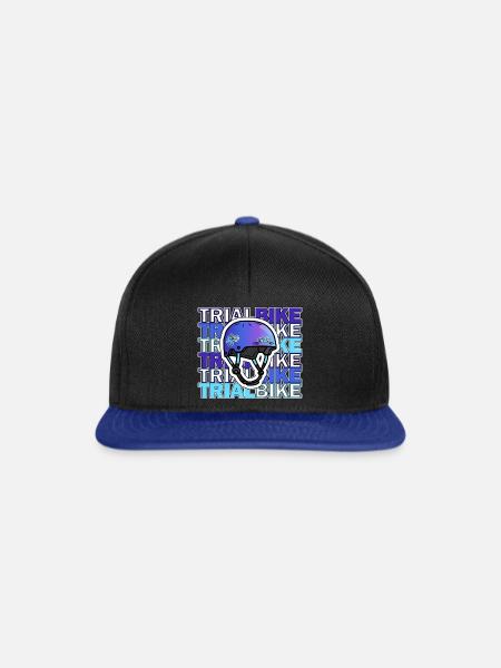 blaues TRIALBIKE Design mit Fahrrad Trial Helm - Snapback Cap - Schwarz/Königsblau