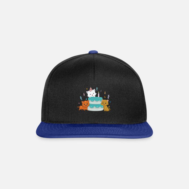Katzen Geburtstag - Snapback Cap - Schwarz/Königsblau