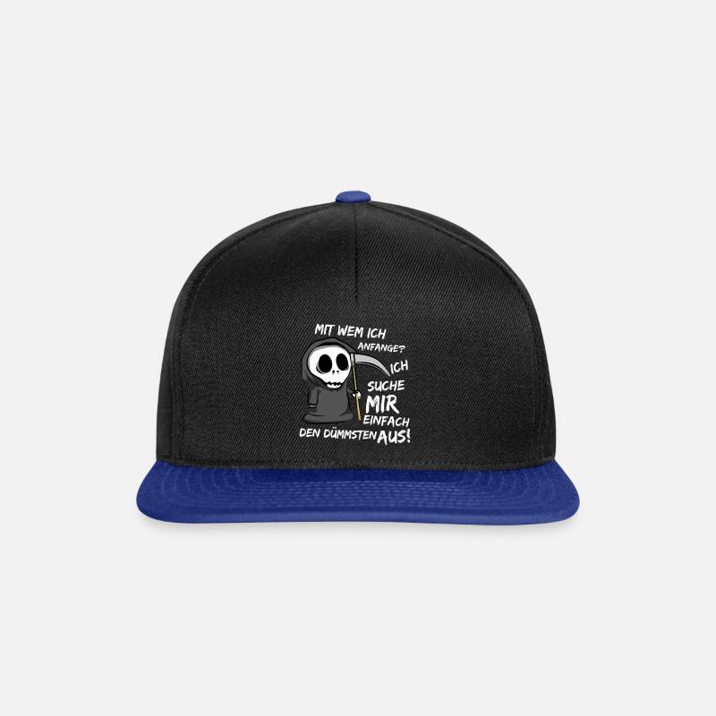 Reaper Dumm Sensenmann Schnitter Sense Tod Spruch - Snapback Cap - Schwarz/Königsblau