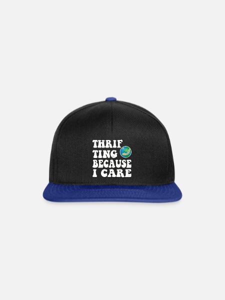 Thrifting. Because I care. - Snapback Cap - Schwarz/Königsblau