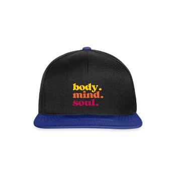 Body Mind Soul - Für alle "in Einklang-Bringer" - Snapback Cap - Schwarz/Königsblau - Vorne