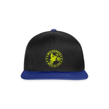 Motocross & Dirt Bike Gift | MX Moto Is Life - Snapback Cap - black/bright royal - Front