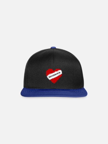 I Liebe Österreich Flagge Herz - Snapback Cap - Schwarz/Königsblau
