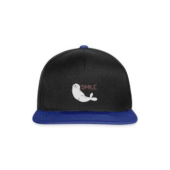 Niedlicher Seehund - Snapback Cap - Schwarz/Königsblau - Vorne