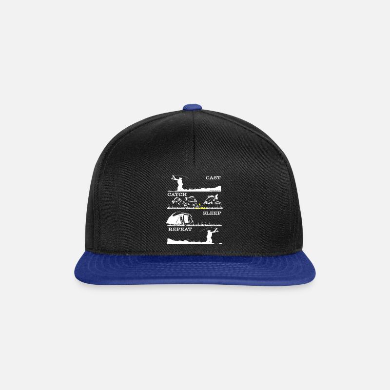 cast catch sleep repeat _ Karpfenangeln Karpfen - Snapback Cap - Schwarz/Königsblau