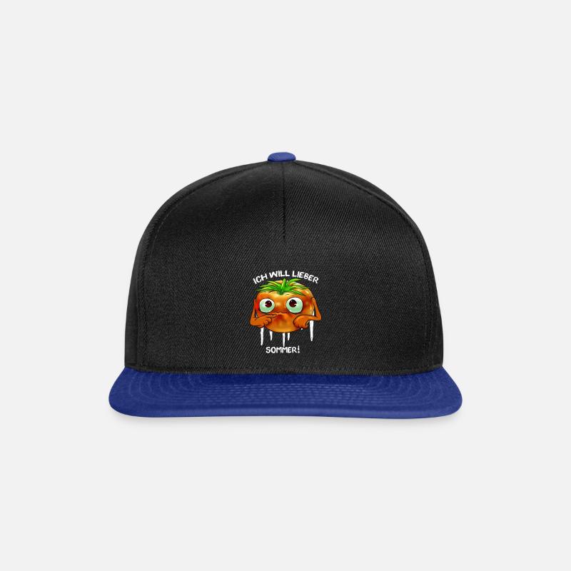 Traurige Tomate will Sommer Gemüse Geschenk Vegan - Snapback Cap - Schwarz/Königsblau