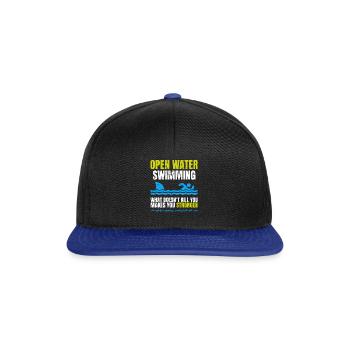 Funny Open Water Swimming Shark - Snapback Cap - black/bright royal - Front