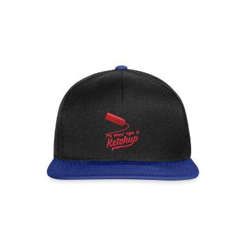 Mon groupe sanguin est ketchup ketchup drôle - Casquette snapback - noir/bleu royal - Devant
