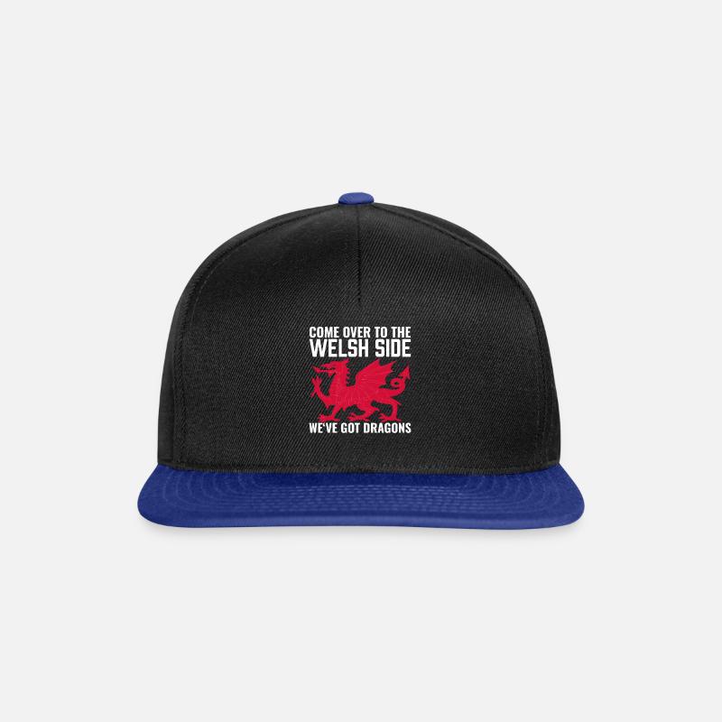 Come over to the Welsh Side - We've got Dragons - Snapback Cap - black/bright royal