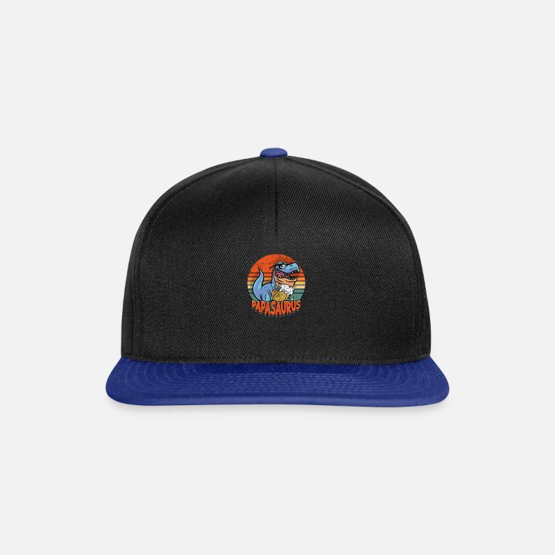 Papasaurus Dinosaurier Papa Saurus - prähistorisch - Snapback Cap - Schwarz/Königsblau