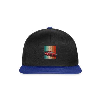 Voiture de course avec fond de couleur rétro - racer - Casquette snapback - noir/bleu royal - Devant