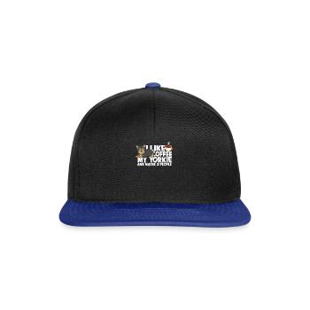 Ich mag Kaffee mein Yorkie und vielleicht 3 Leute - - Snapback Cap - Schwarz/Königsblau - Vorne