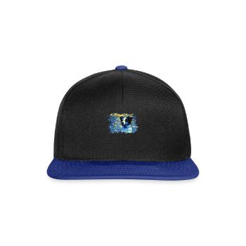 Border Collie in einem sternenklaren Nachtporträt - - Snapback Cap - Schwarz/Königsblau - Vorne