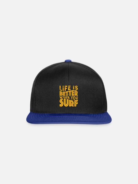 Sufer Spruch Witzig - Snapback Cap - Schwarz/Königsblau