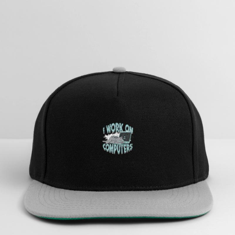 I WORK ON COMPUTERS - Cat and Computers - Tech Snapback Cap