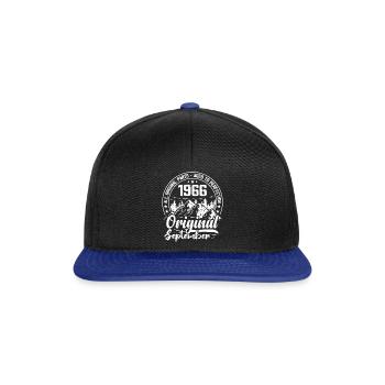 September 1966 Original: 58 Jahre Geburtstagsgeschenk - Snapback Cap - Schwarz/Königsblau - Vorne