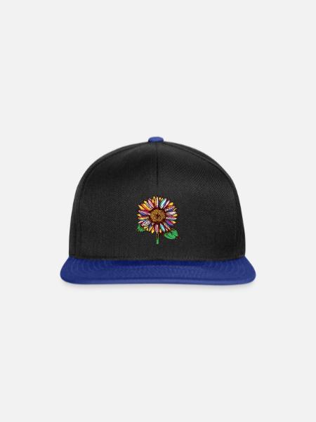 LGBTQ Sonnenblume Regenbogenflaggen Vielfalt Mensch Recht - Snapback Cap - Schwarz/Königsblau