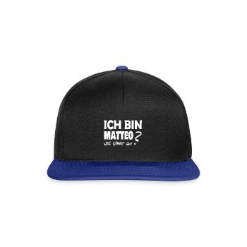 Ich bin matteo was kannst Du - Snapback Cap - Schwarz/Königsblau - Vorne