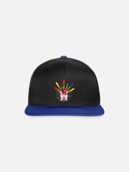 Silvester Raketen mit Glücksschwein und Konfetti. - Snapback Cap - Schwarz/Königsblau