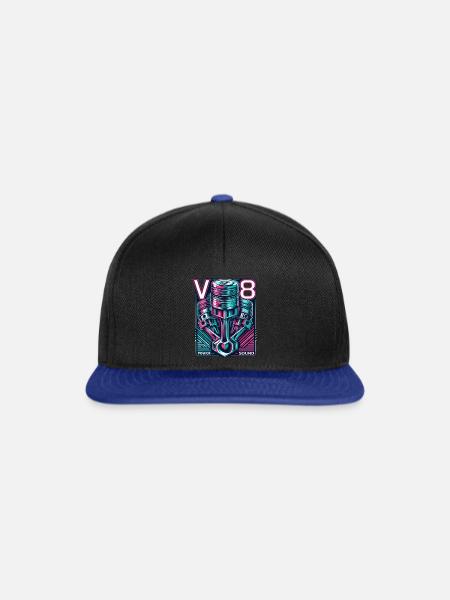 V8 - Snapback Cap - Schwarz/Königsblau