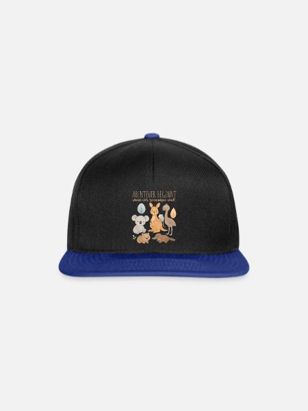 Australien Tiere Kinder Design mit Abenteuer - Snapback Cap - Schwarz/Königsblau