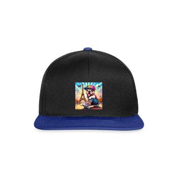 Charly le french bouledogue fait du skate - Casquette snapback - noir/bleu royal - Devant