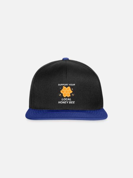 Support your local honey bee - Imker, Honig, Biene - Snapback Cap - Schwarz/Königsblau