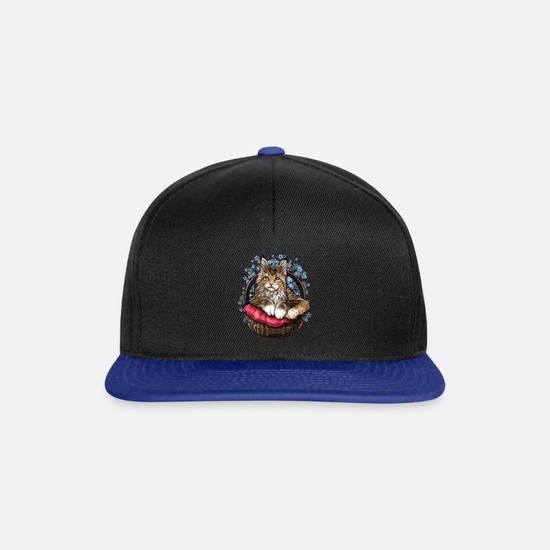 Maine Coon Katze - Snapback Cap - Schwarz/Königsblau