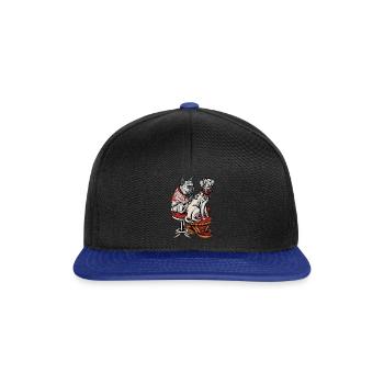 Französische Bulldogge Dalmatiner Tattoo - Snapback Cap - Schwarz/Königsblau - Vorne