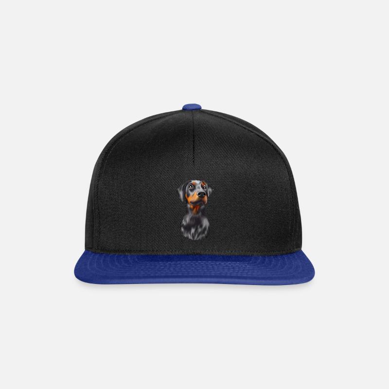 Dobermann Hund - Snapback Cap - Schwarz/Königsblau
