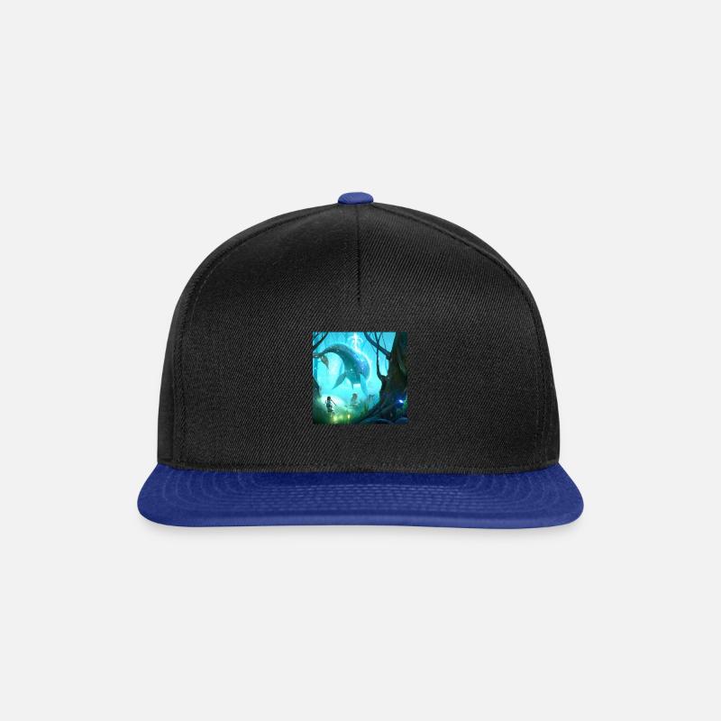 Fliegende Wale im magischen Wald - Snapback Cap - Schwarz/Königsblau