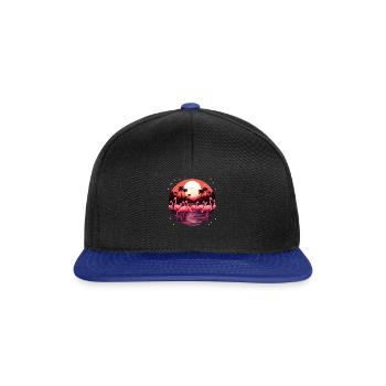 Flamingo Flock Sonnenuntergang, Liebe Flamingos - Snapback Cap - Schwarz/Königsblau - Vorne