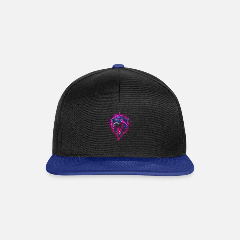 Loup Synthwave - Casquette snapback - noir/bleu royal