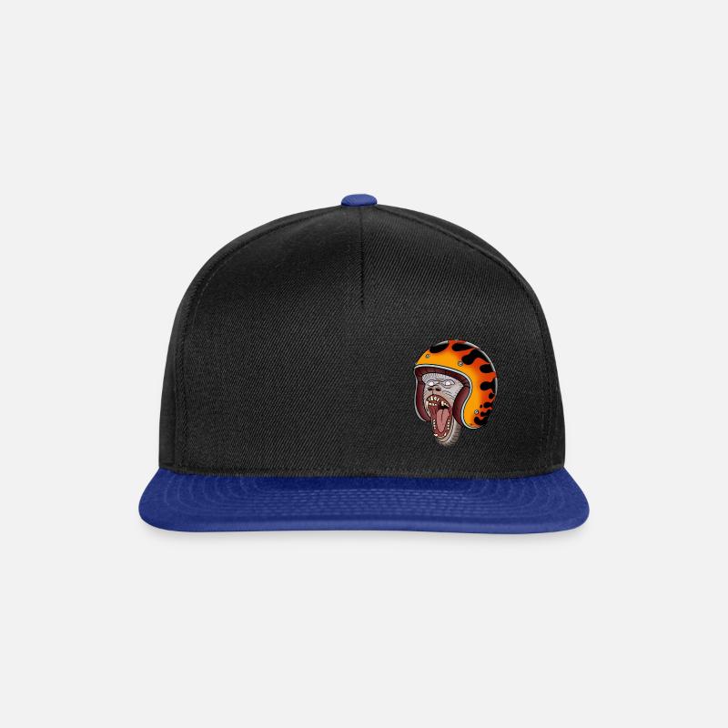 Monkey Motorradhelm Biker - Snapback Cap - Schwarz/Königsblau