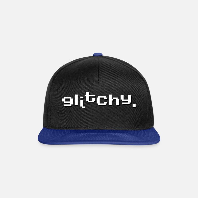 glitchy white - Snapback Cap - black/bright royal