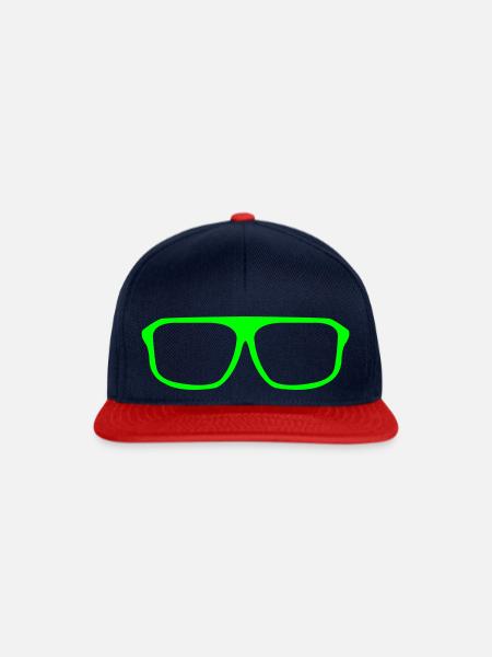 Brille - Snapback Cap - Navy/Rot
