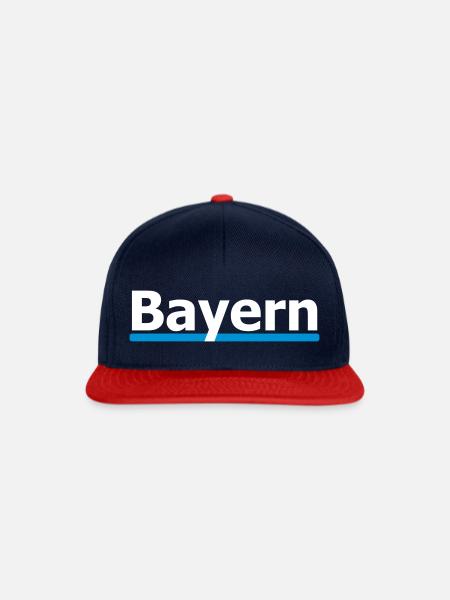 Bayern Bundesland Deutschland Schrift Motiv - Snapback Cap - Navy/Rot