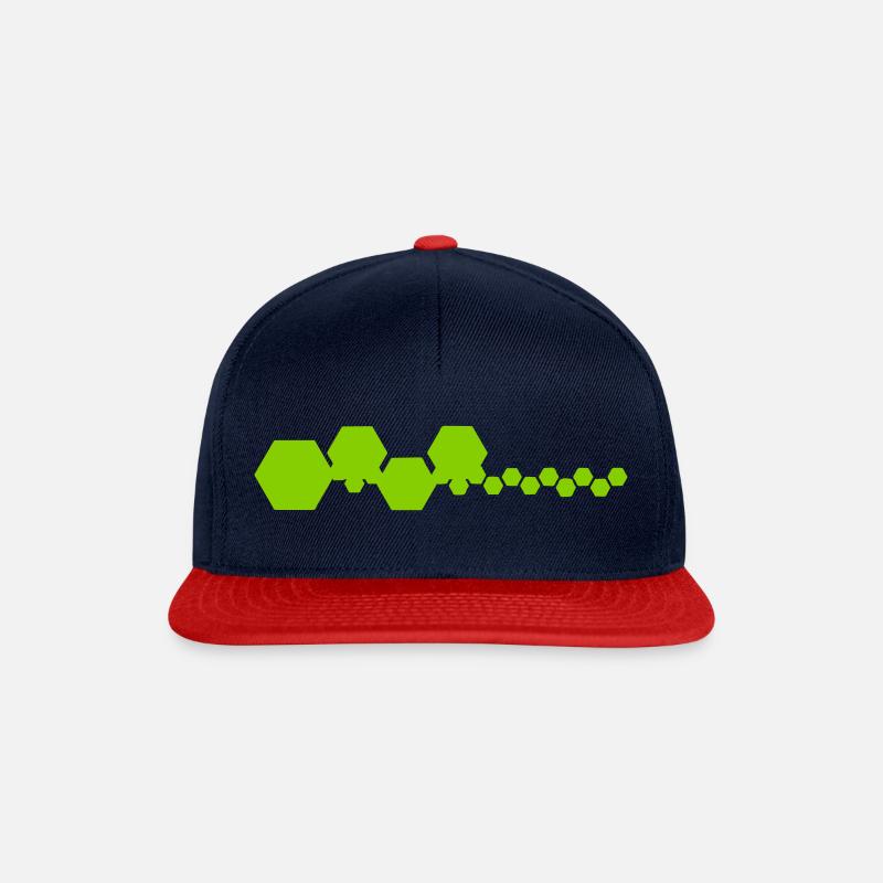 green hexagons - Snapback Cap - Navy/Rot