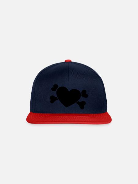 Herz mit Knochen - Snapback Cap - Navy/Rot