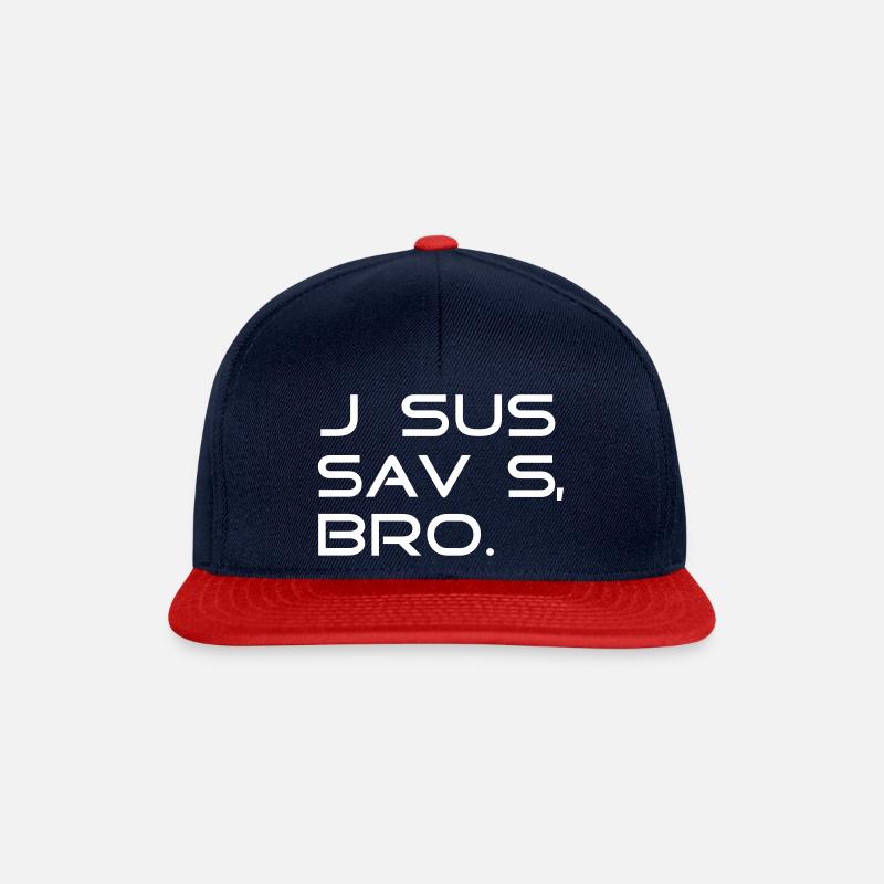 JESUS SAVES, BRO. - by csDesign - Snapback Cap - Navy/Rot