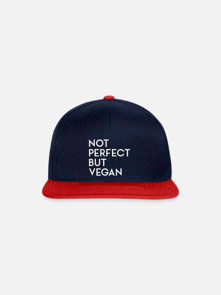 NOT PERFECT BUT VEGAN white - Snapback Cap - Navy/Rot