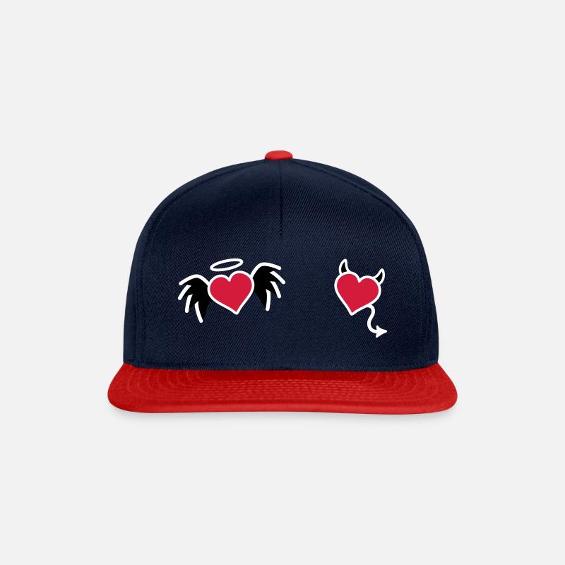 Coeur ange diable - Casquette snapback - bleu marine/rouge