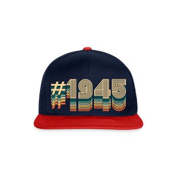 77e anniversaire né en 1945 - Casquette snapback - bleu marine/rouge - Devant