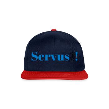 Servus oida ! Bayern - bayrisch - Snapback Cap - Navy/Rot - Vorne