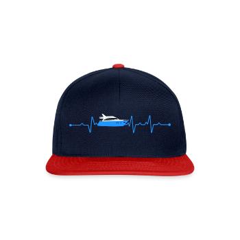 Heartbeat Boat Ship - Snapback Cap - navy/red - Front