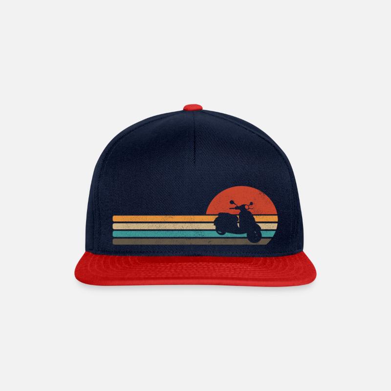 Motorroller Retro Moped - Snapback Cap - Navy/Rot
