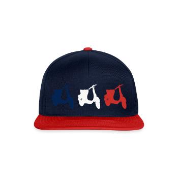 Frankreich Motorroller Scooter Moped - Snapback Cap - Navy/Rot - Vorne