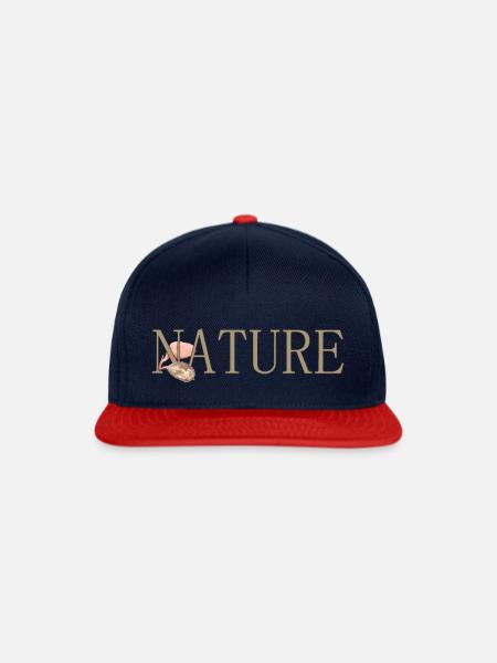 Text mit Blättern - Snapback Cap - Navy/Rot