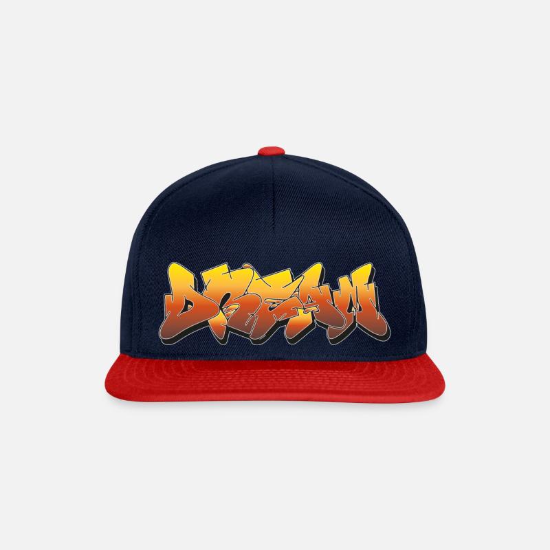 Traum-Graffiti-Stil in Orange und Rot - Snapback Cap - Navy/Rot