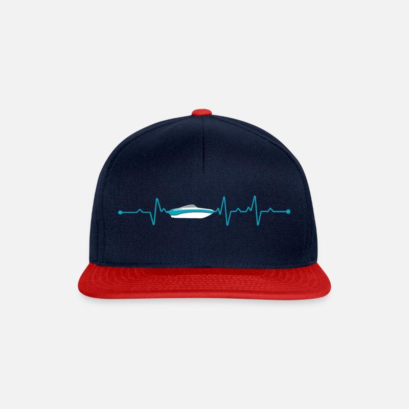 Bootfahren Herzschlag Boot - Snapback Cap - Navy/Rot